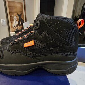 Fila Ranger Boot Mid-Top Suede Shoes Black / Orange 1BM01277-001 Mens Size 10.5